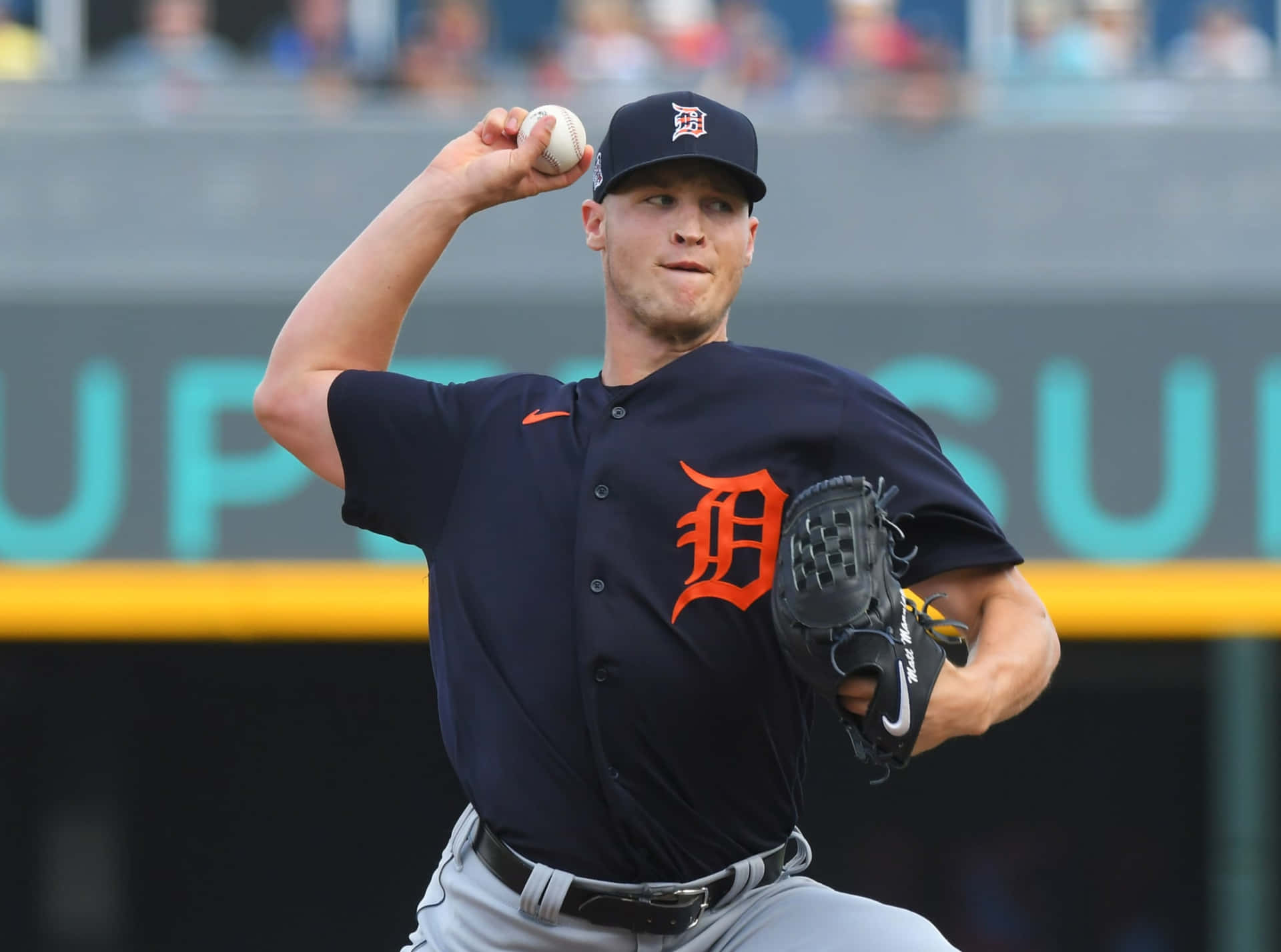 Detroit Tigers Pitcher In Actie Achtergrond