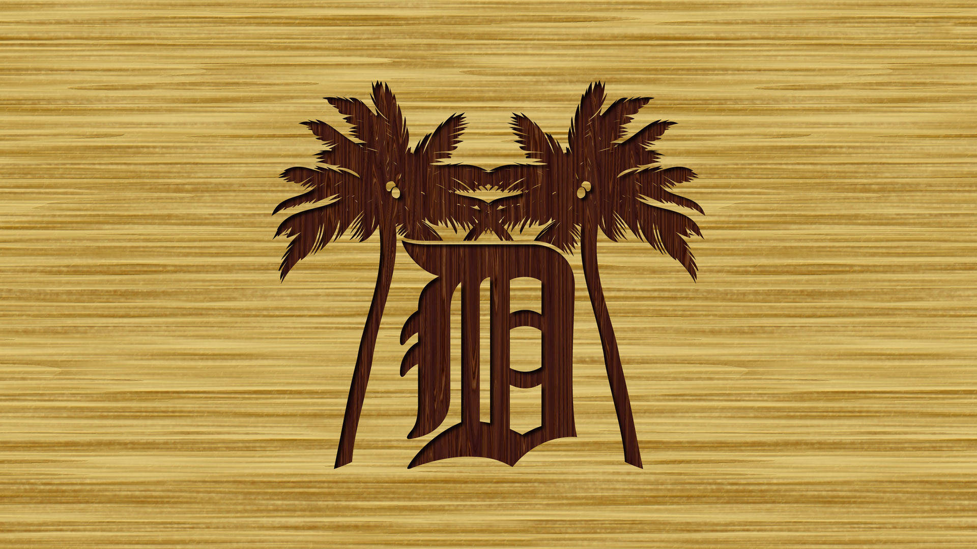 Detroit Tigers Wooden Brown Logo Wallpaper