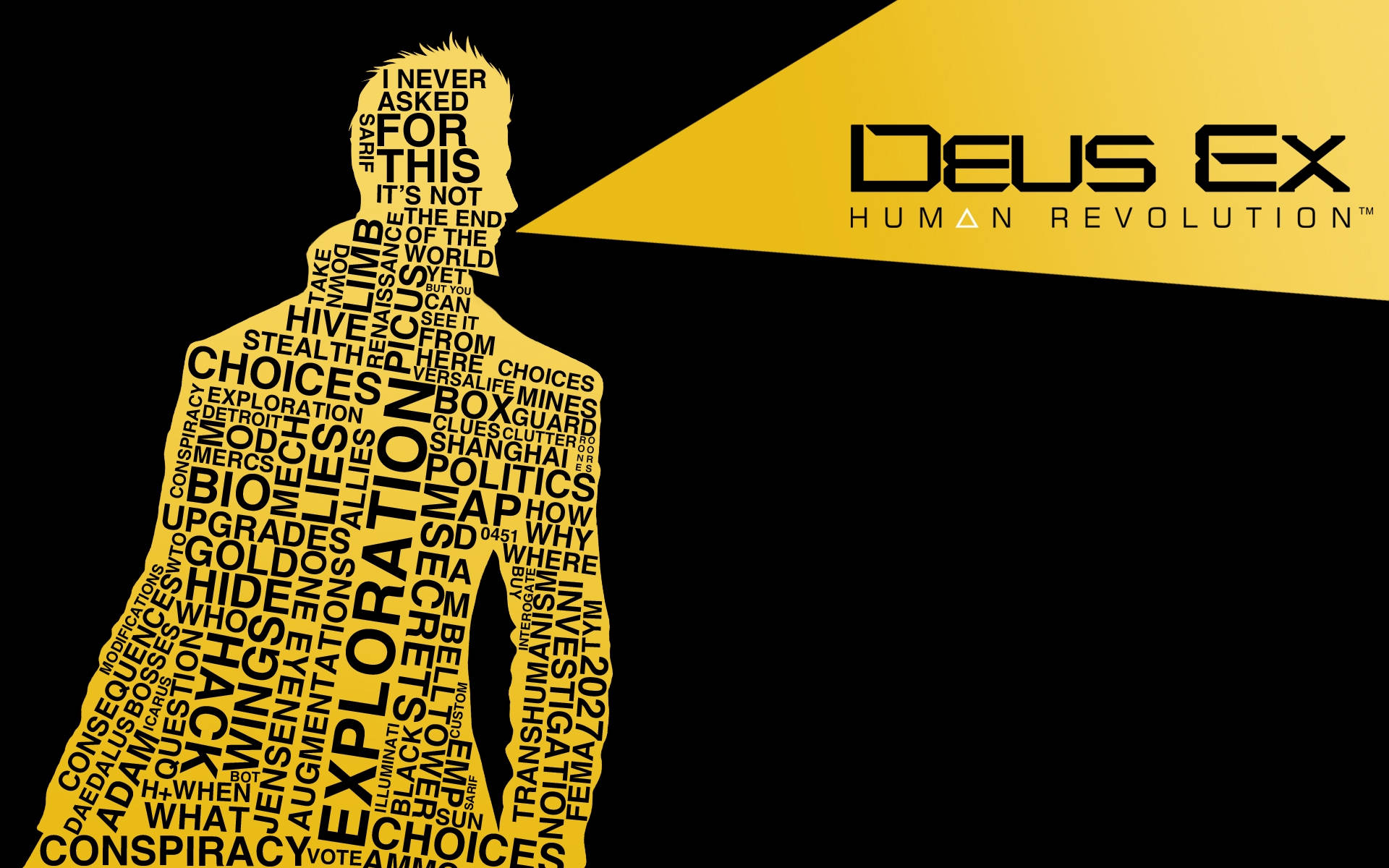 Deus Ex Adam's Silhoutte With Words Wallpaper
