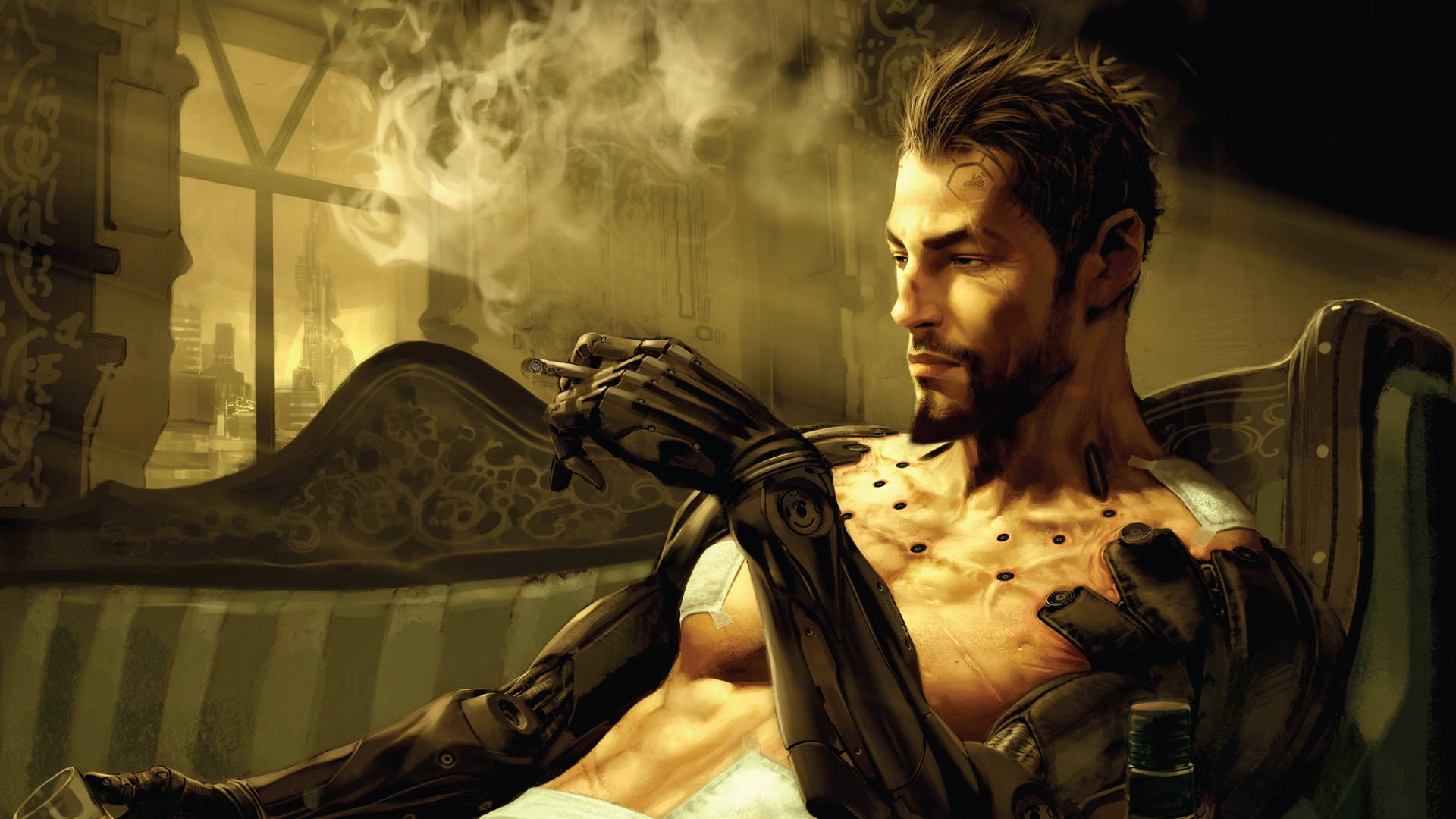 Deus Ex Adam With Cyborg Arms Wallpaper