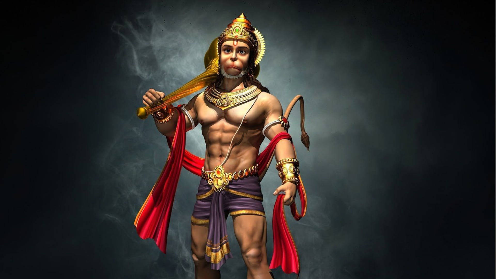 Deus Hindu 3d Realista Hanuman Papel de Parede