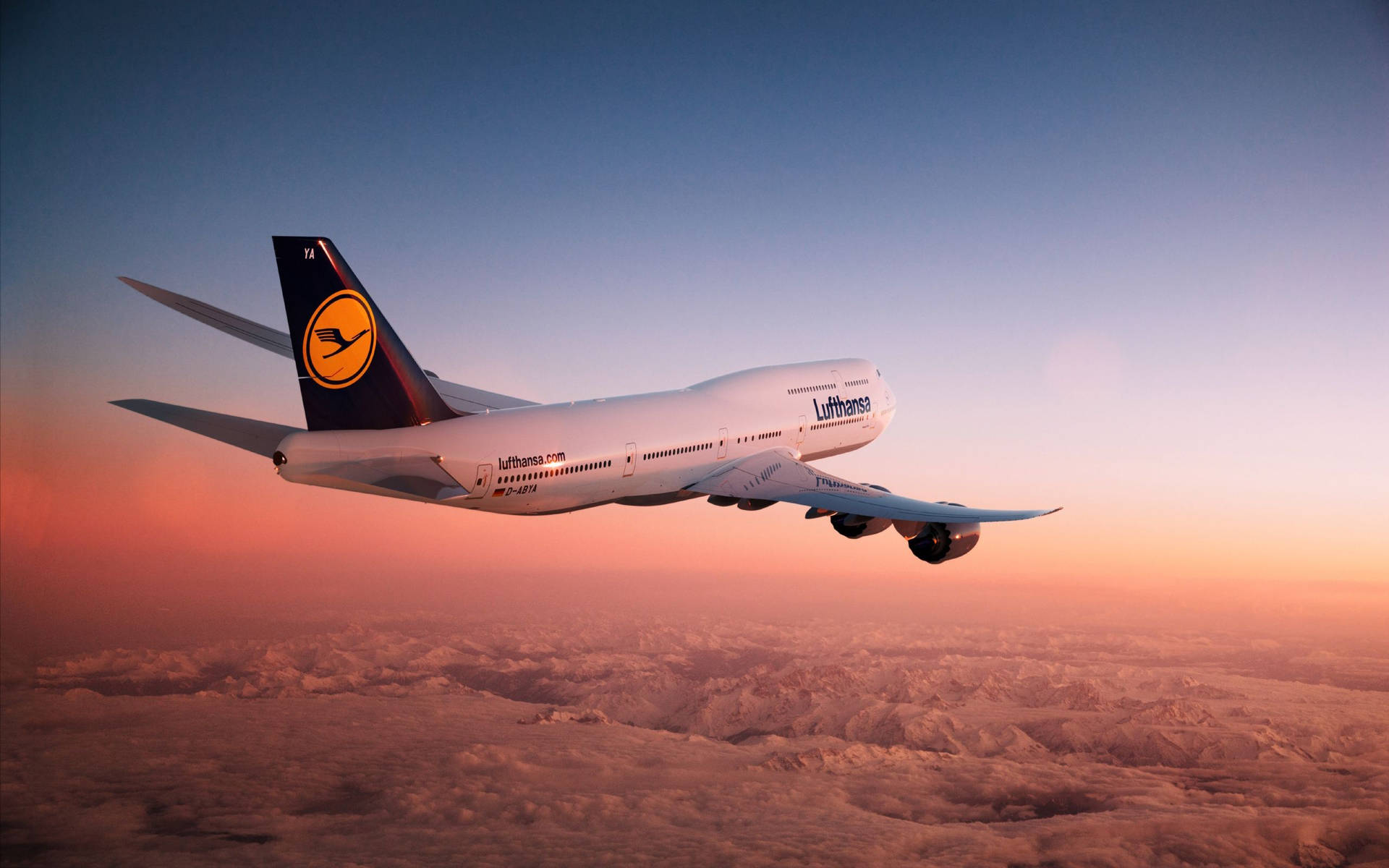 Deutsche Lufthansa Airplane Above A Rose Gold Heaven Picture