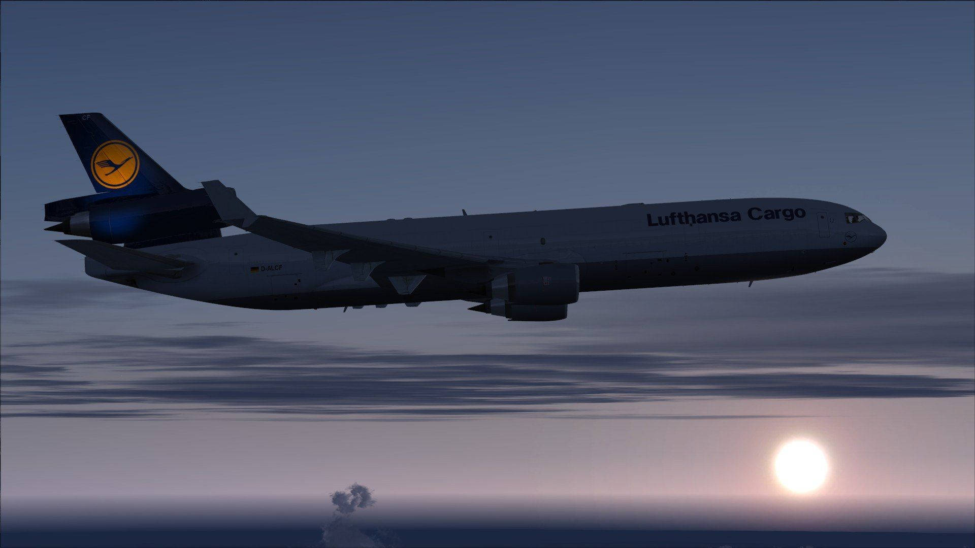 Deutsche Lufthansa Plane Flying Above The Sun Picture