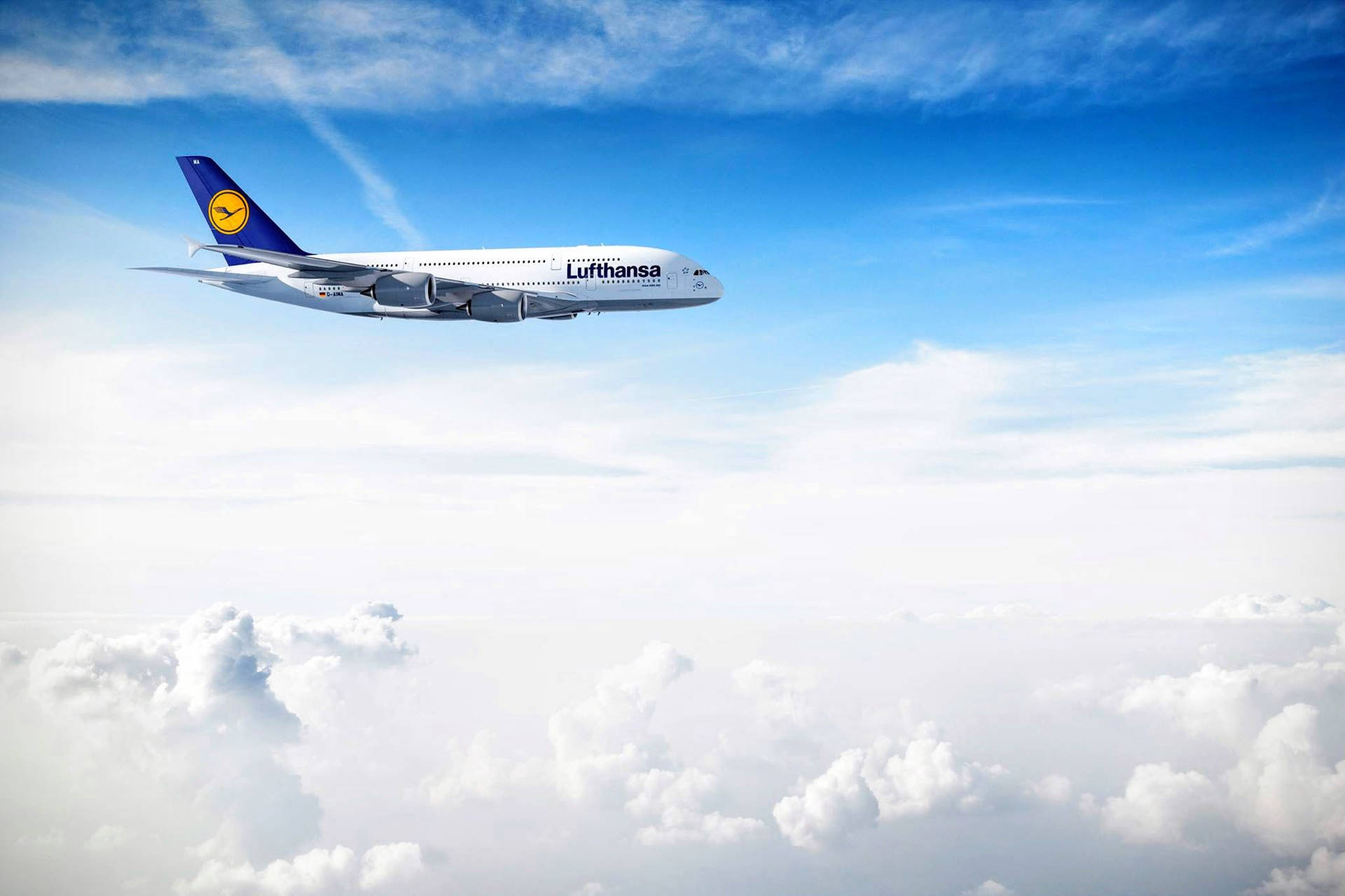 Deutsche Lufthansa Plane Isolated Above The Sky Background