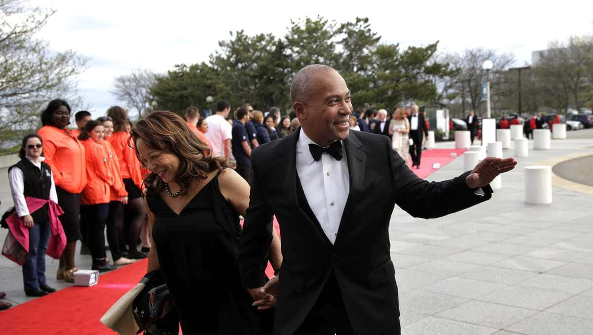 Former Massachusetts Governor Deval Patrick and wife Diane Patrick at an official event Wallpaper