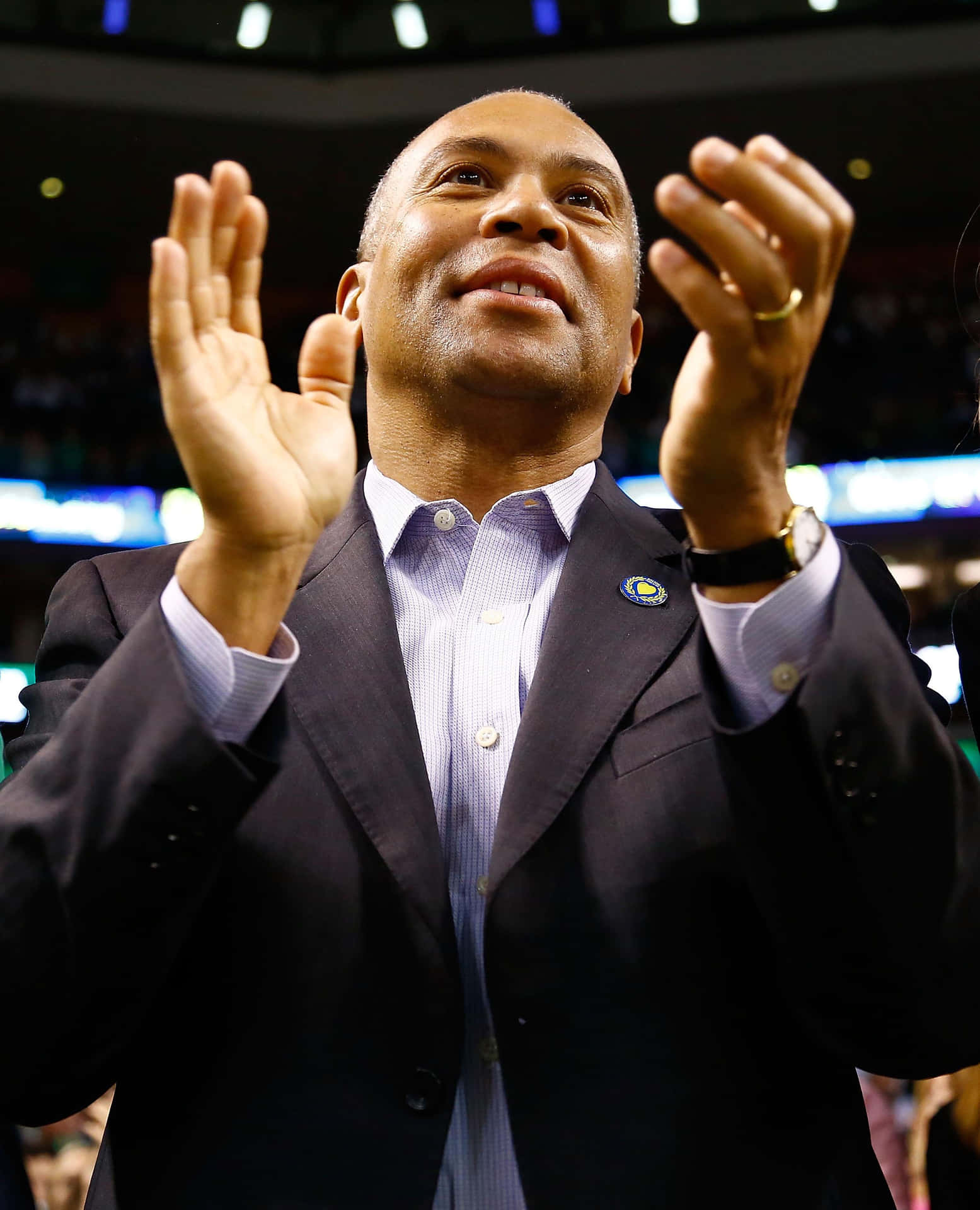 Enthusiastic Deval Patrick, Clapping at an Event Wallpaper
