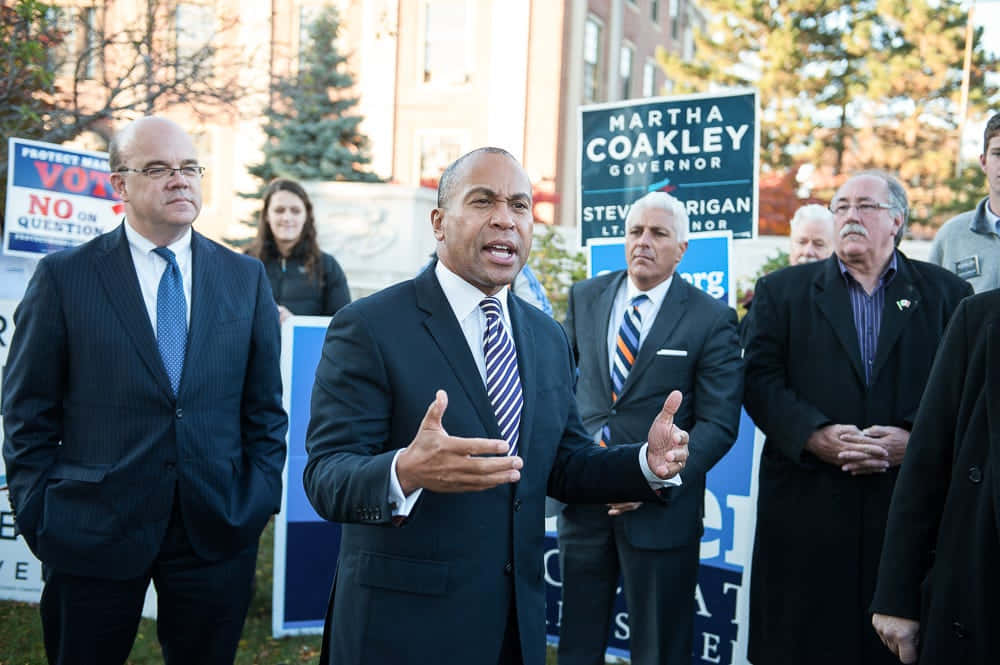 Deval Patrick Engaging with the Crowd Wallpaper