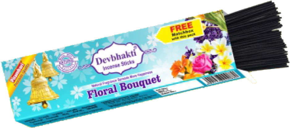 Devbhakti Floral Bouquet Incense Sticks Packaging PNG