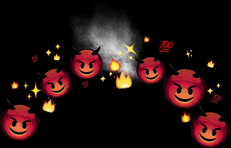 Devil Emoji Fantasy Scene PNG