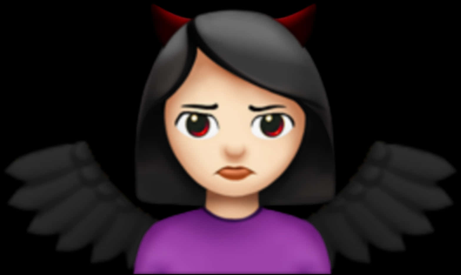 Devil Horned Emoji Girl With Wings PNG