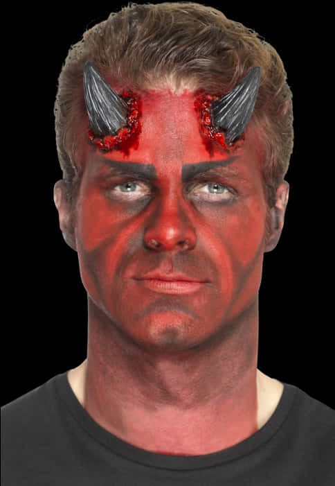 Devil Horns Makeup Man PNG