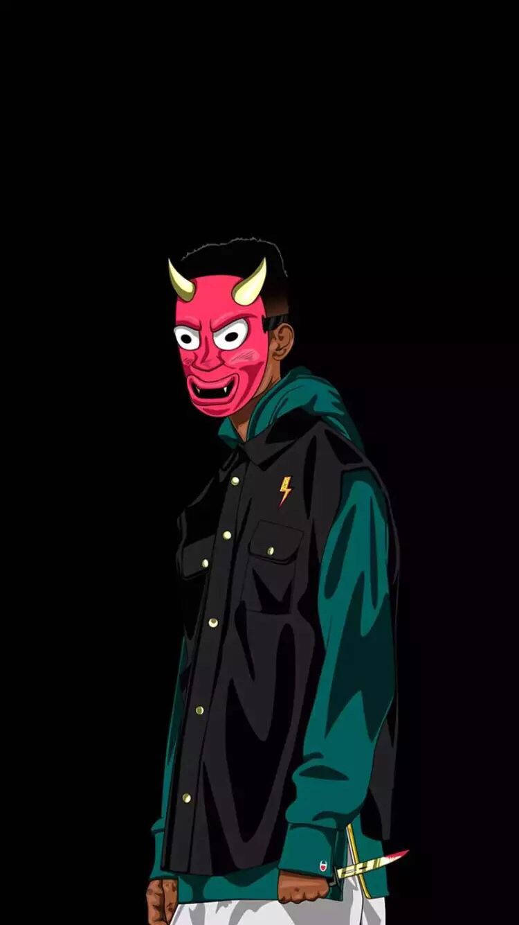 Devil Masked Dope Cartoon Background