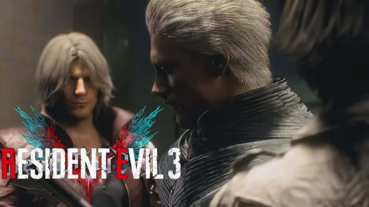 Dante, Nero, and V facing off against their enemies in Devil May Cry Wallpaper