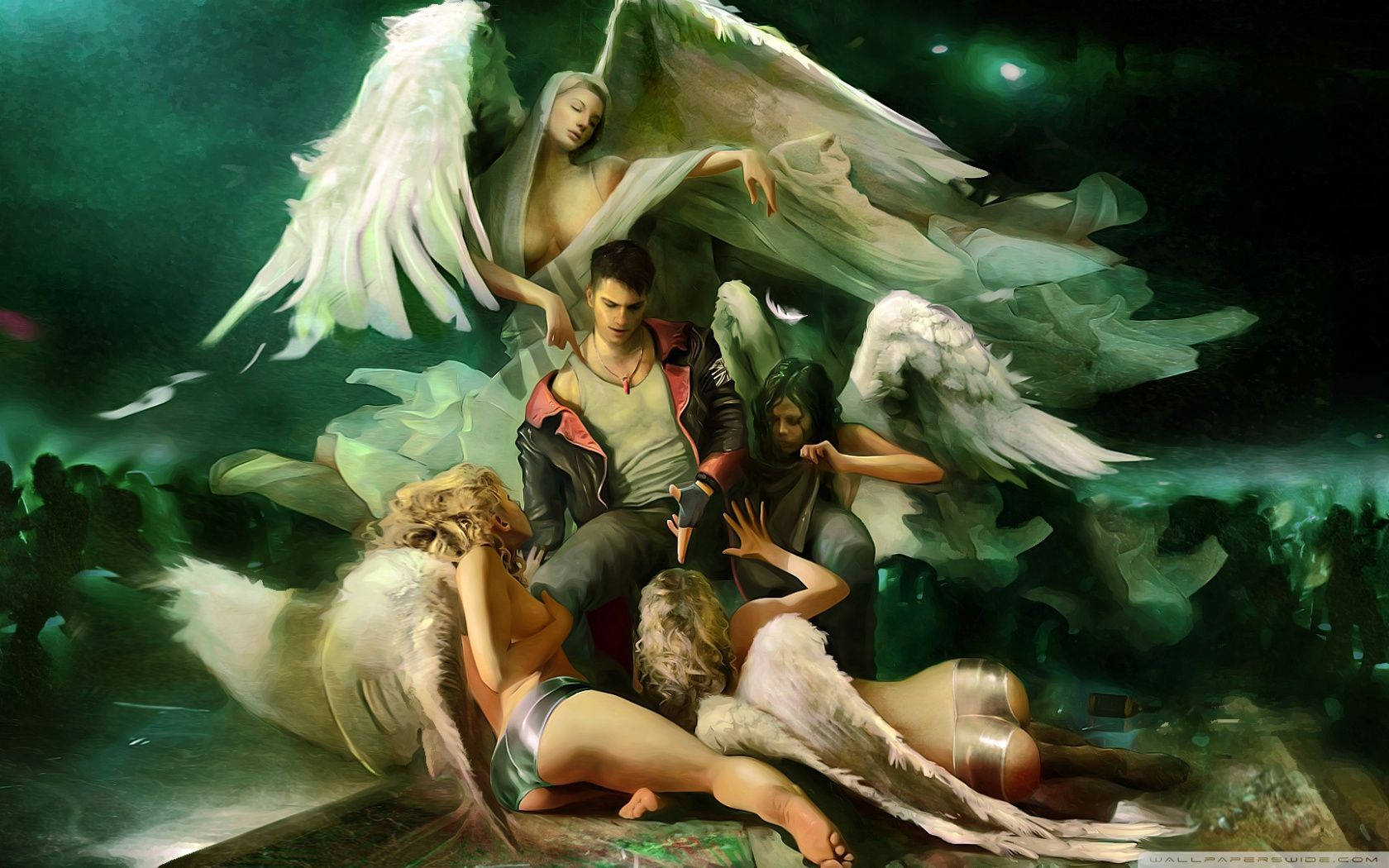 Dante and his Angelic warriors fight hordes of demons in Devil May Cry. Wallpaper
