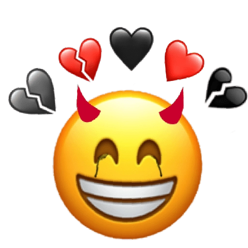 Devilish Grin Emojiwith Hearts PNG