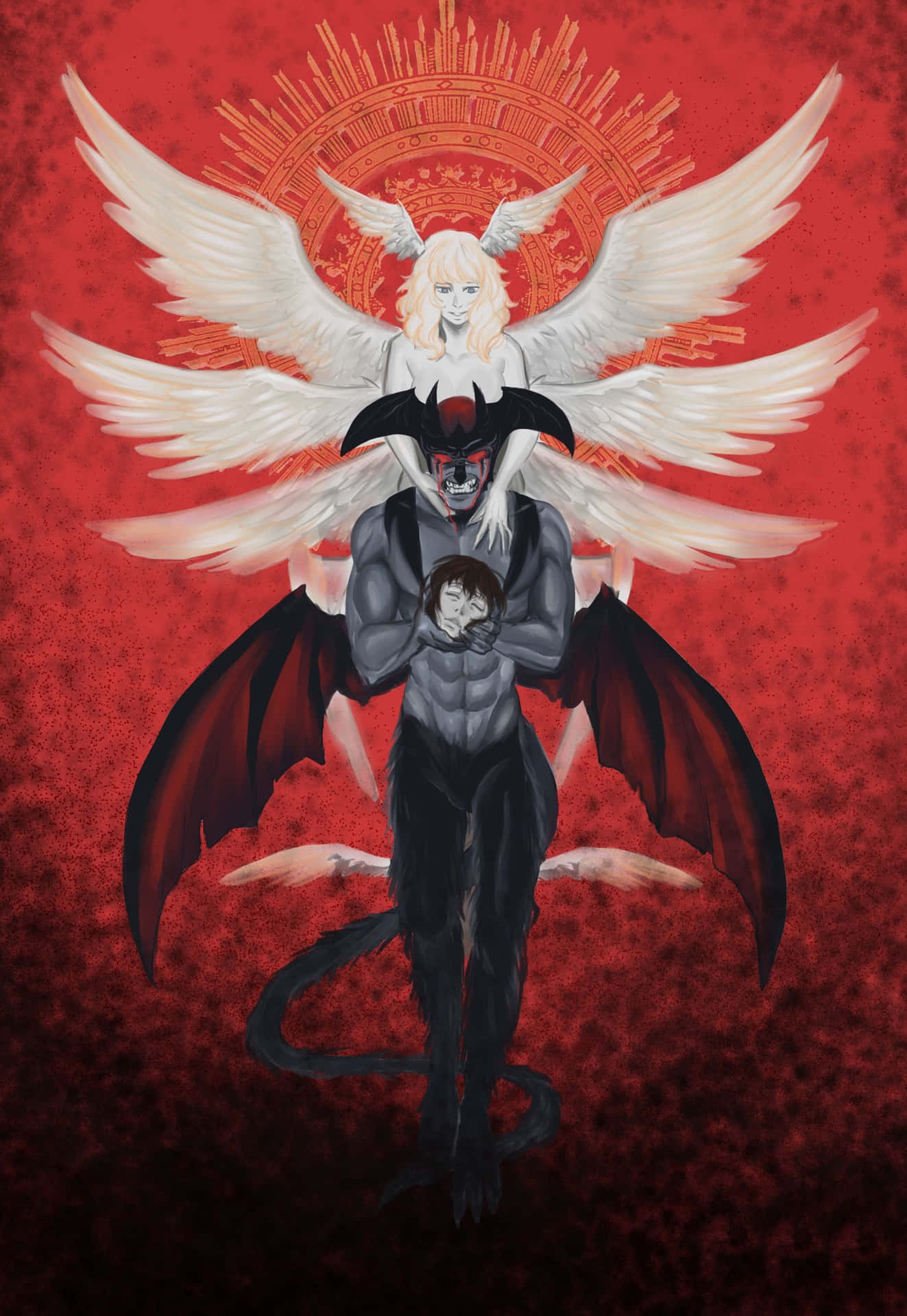 Devilman Crybaby Angeland Demon Artwork Wallpaper