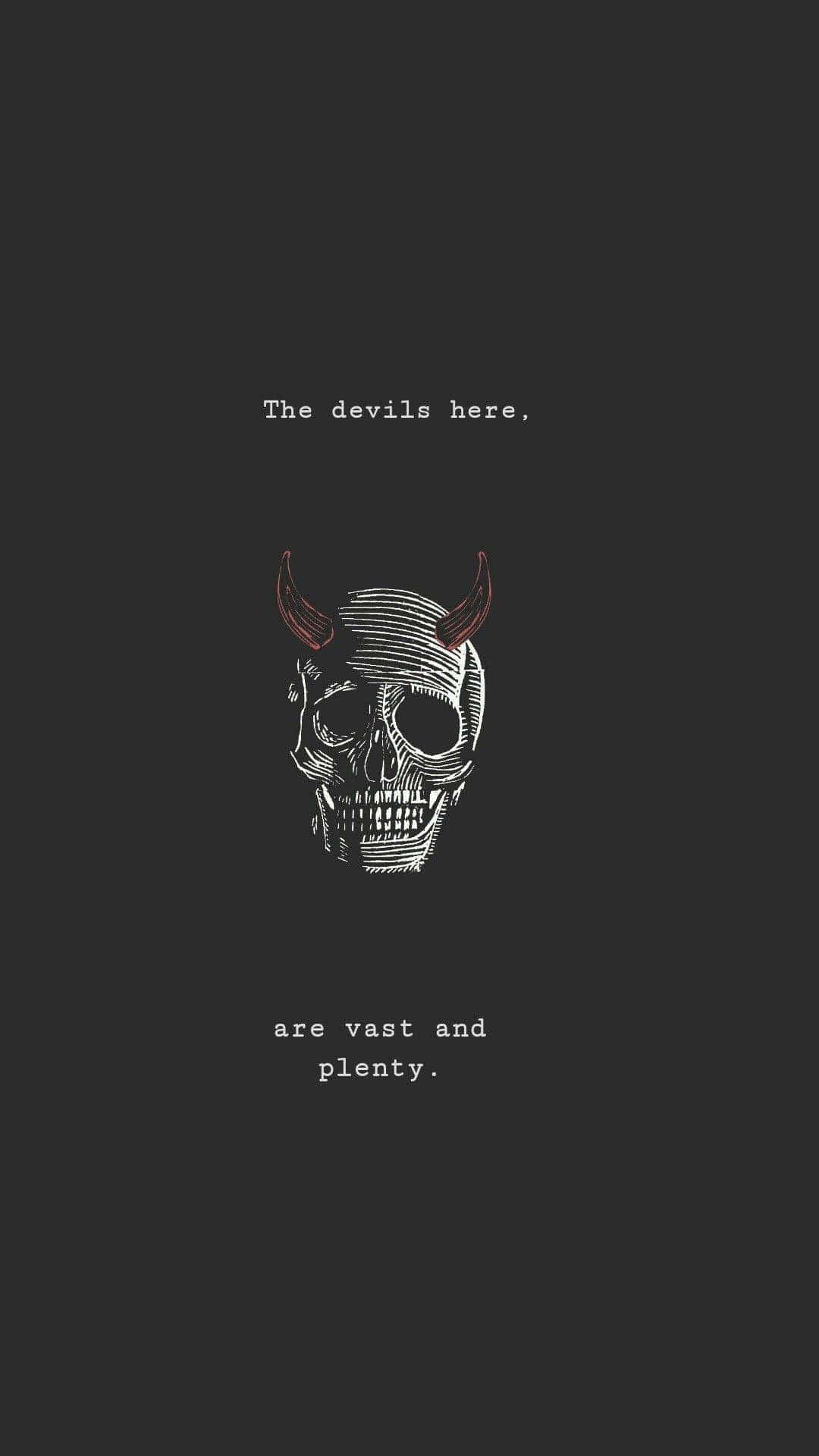 Devils_ Here_ Skull_and_ Text_ Art Wallpaper