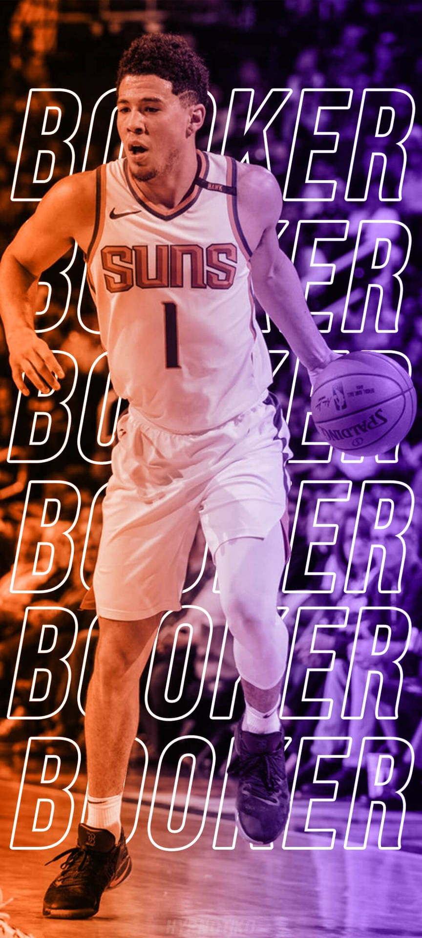 Devin Booker Orange And Purple Poster Wallpaper