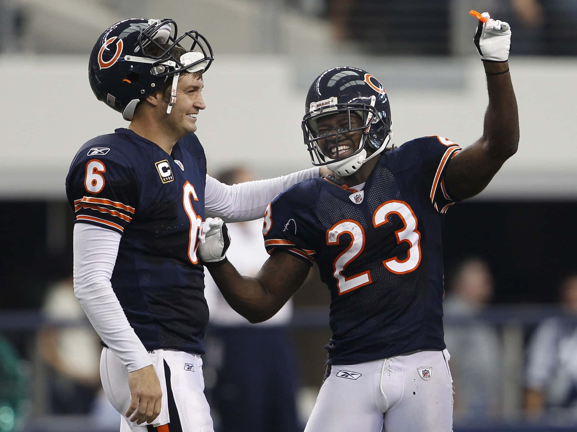 Devin Hester Celebratingwith Teammate Wallpaper