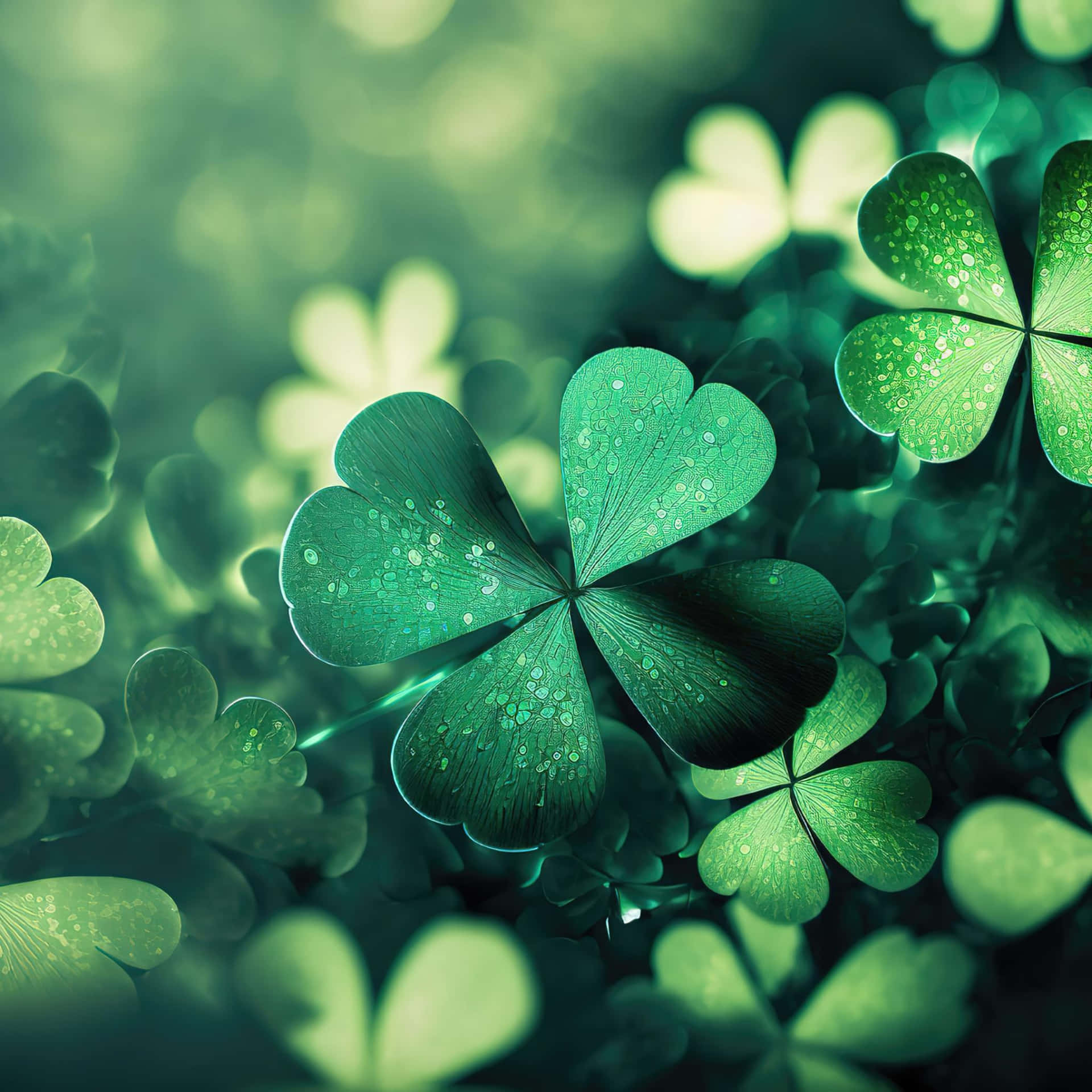 Dew Kissed Shamrock Glow Wallpaper