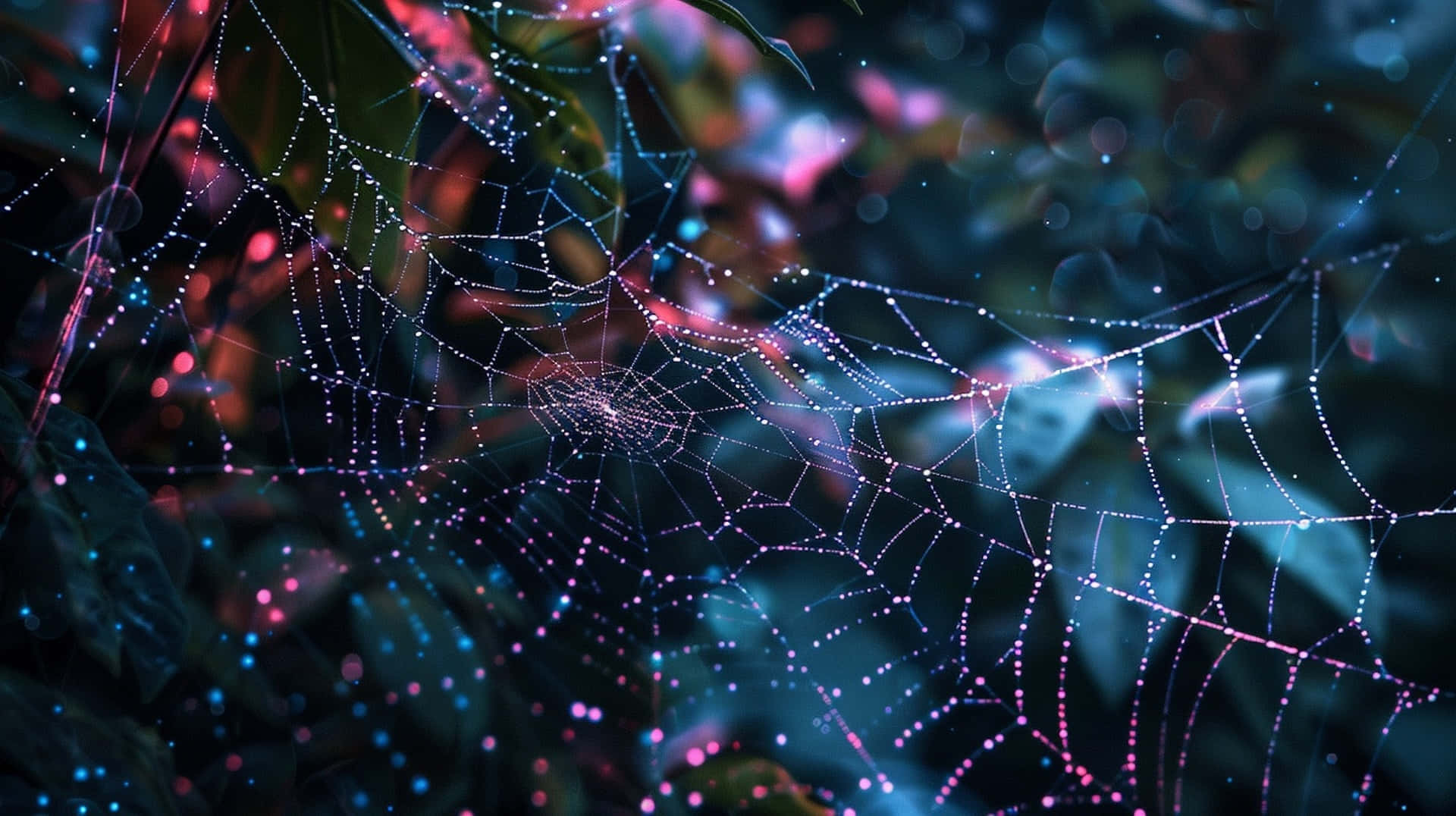 Dew Kissed Spider Web Nature Background Wallpaper