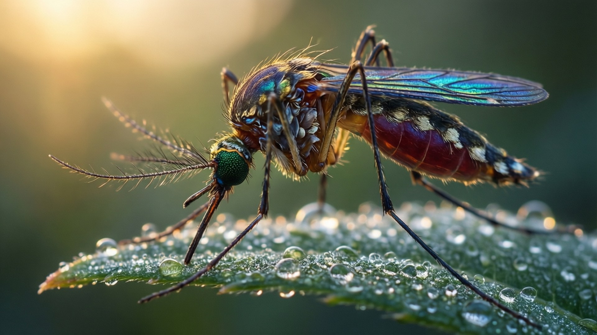 Dewdrop Mosquito Macro Wallpaper
