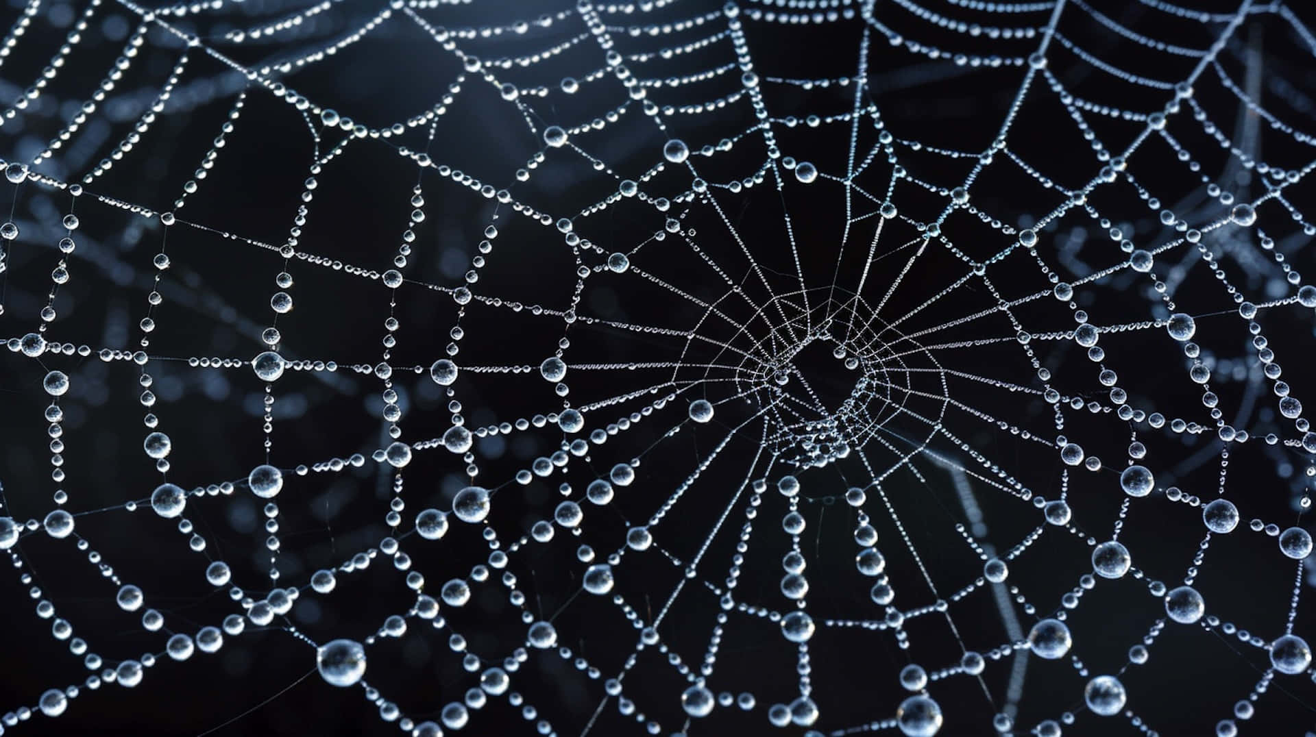 Dewy Spider Web Macro Wallpaper