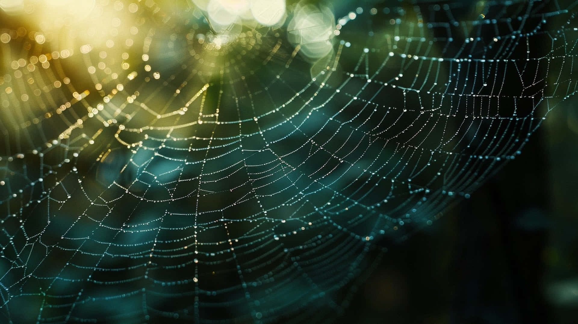 Dewy Spider Web Sunrise Wallpaper