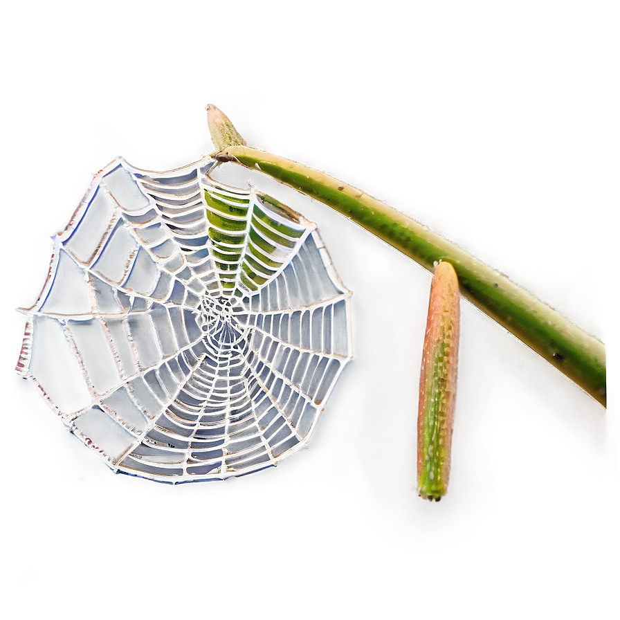 Dewy Spider Webon Branch PNG