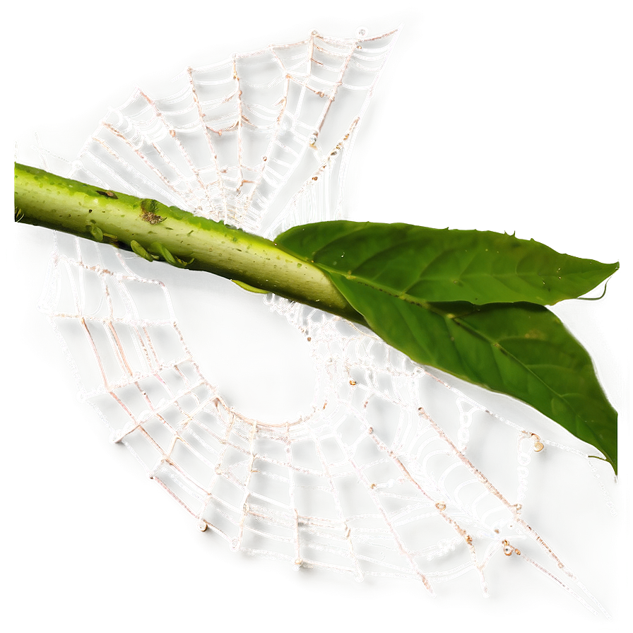 Dewy Spider Webon Leaf PNG