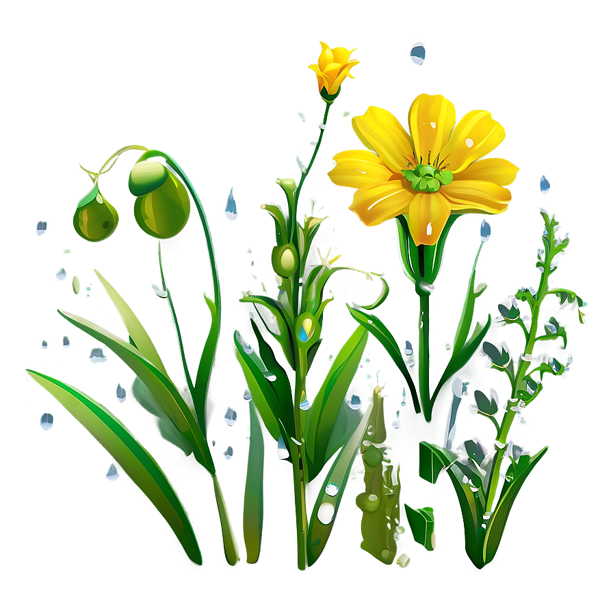 Dewy Wildflowers At Dawn Png 2 PNG