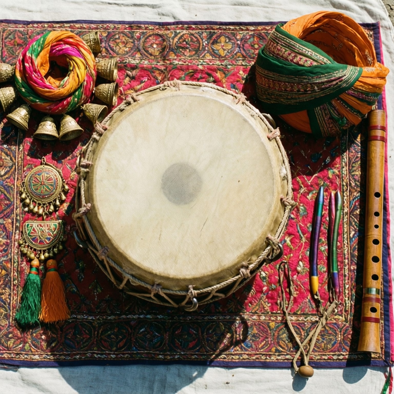 Dhol Flat Lay Wallpaper