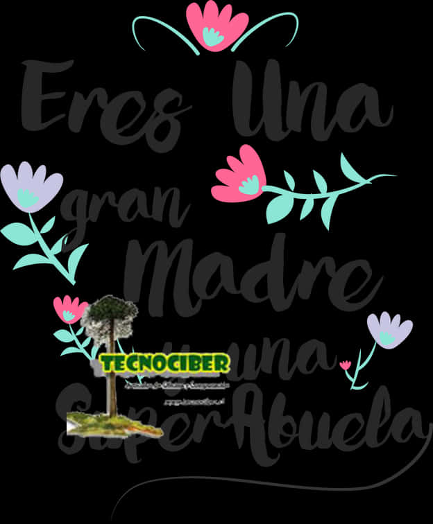 Dia De La Madre Floral Greeting Spanish PNG