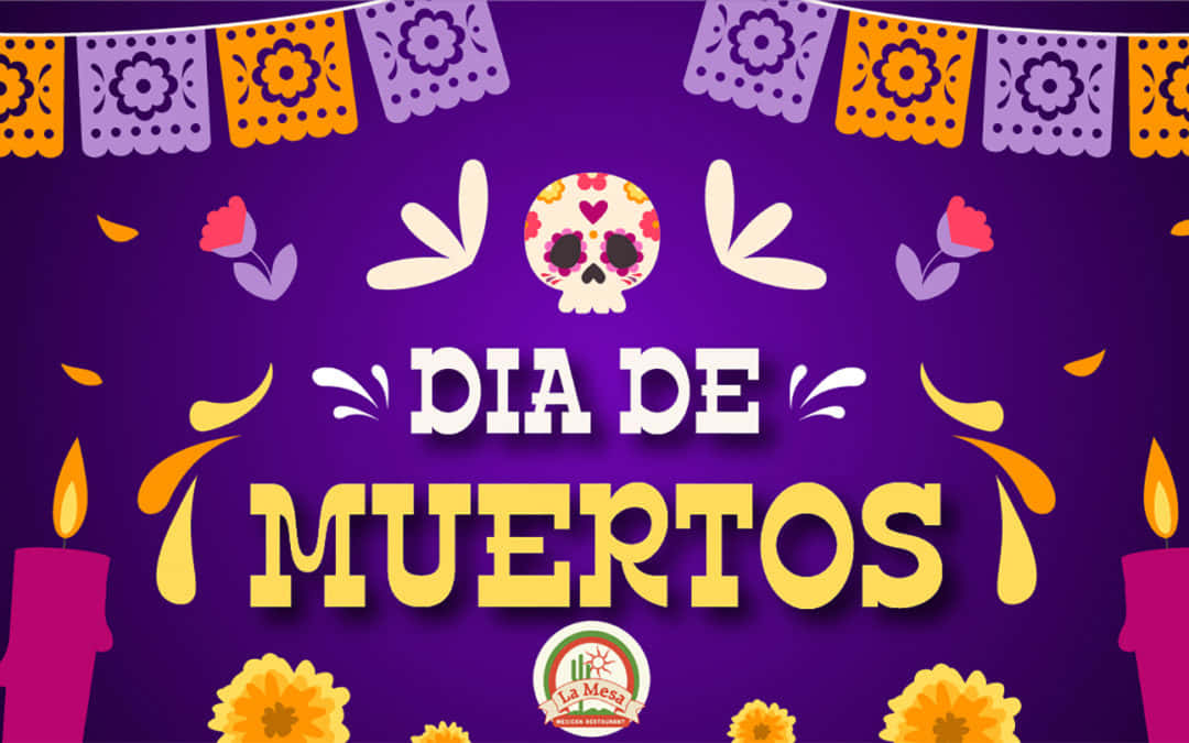 Fejrdia De Los Muertos Med Farverige Skeletter Og Kunst.