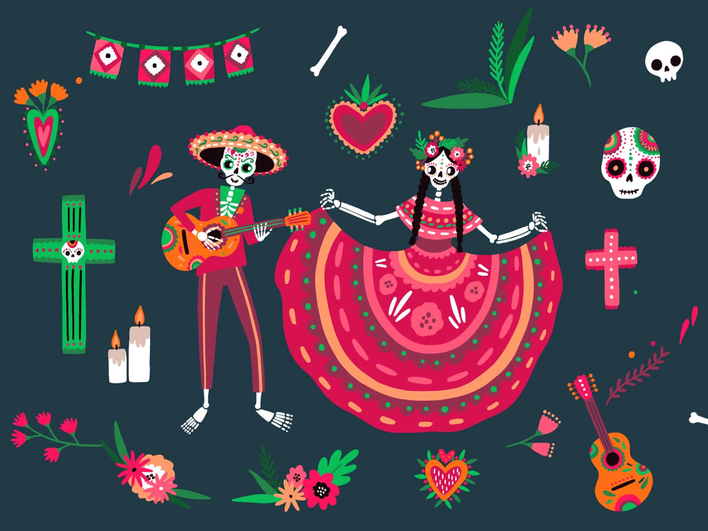 Esqueletosdel Día De Los Muertos Y Esqueletos