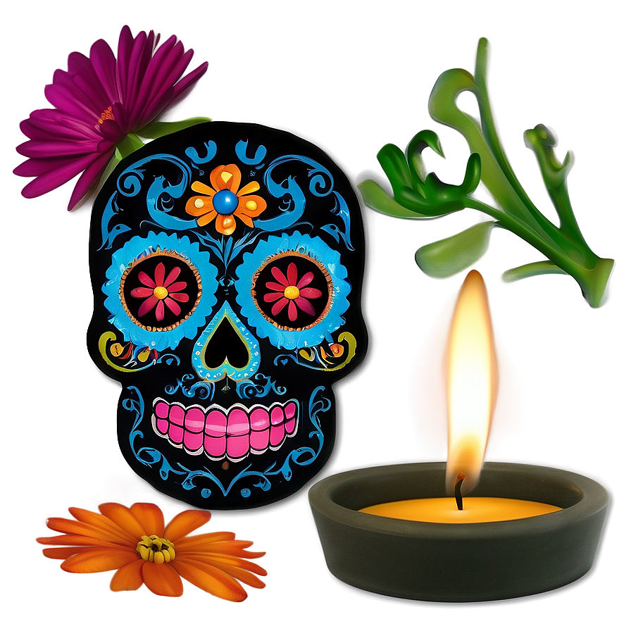 Dia De Los Muertos Candle Arrangements Png Sub PNG