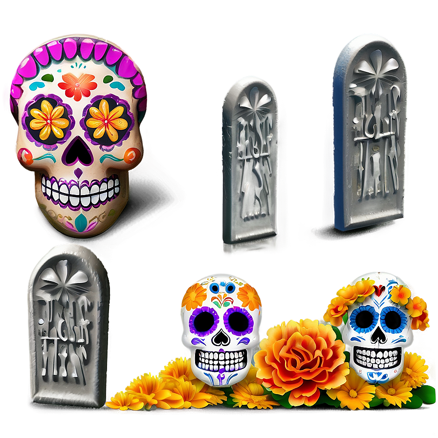 Dia De Los Muertos Decorated Graves Png Wfy48 PNG