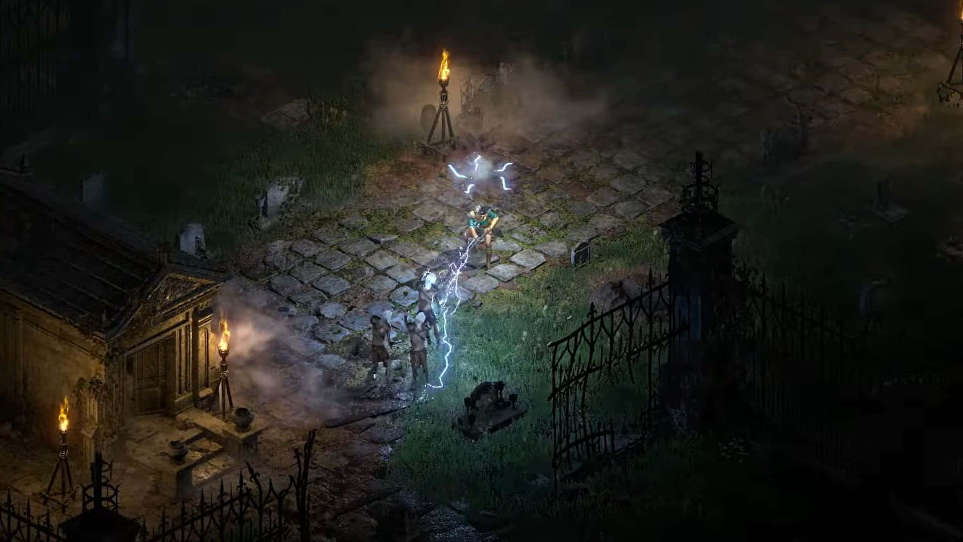 A Screenshot Of A Dark Scene With A Cemetery Wallpaper
