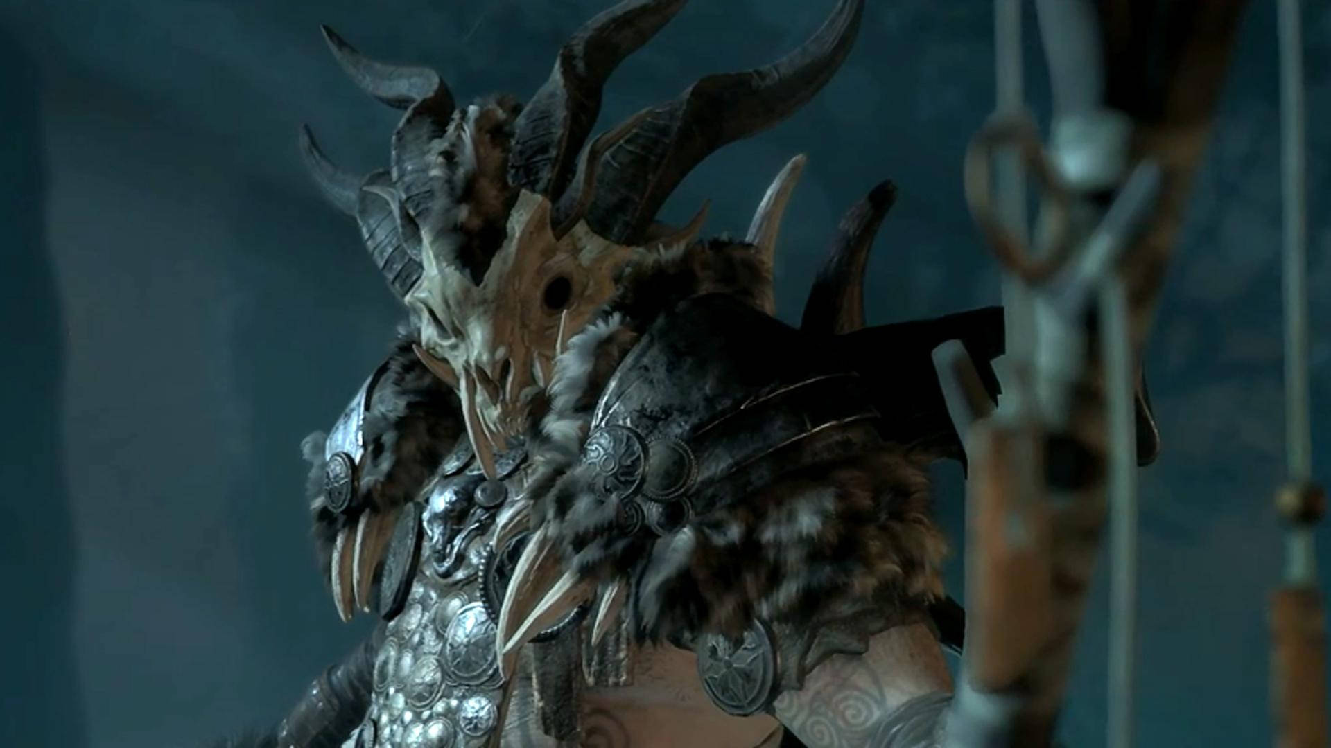 Diablo 4 Druid With Goat Mask Wallpaper