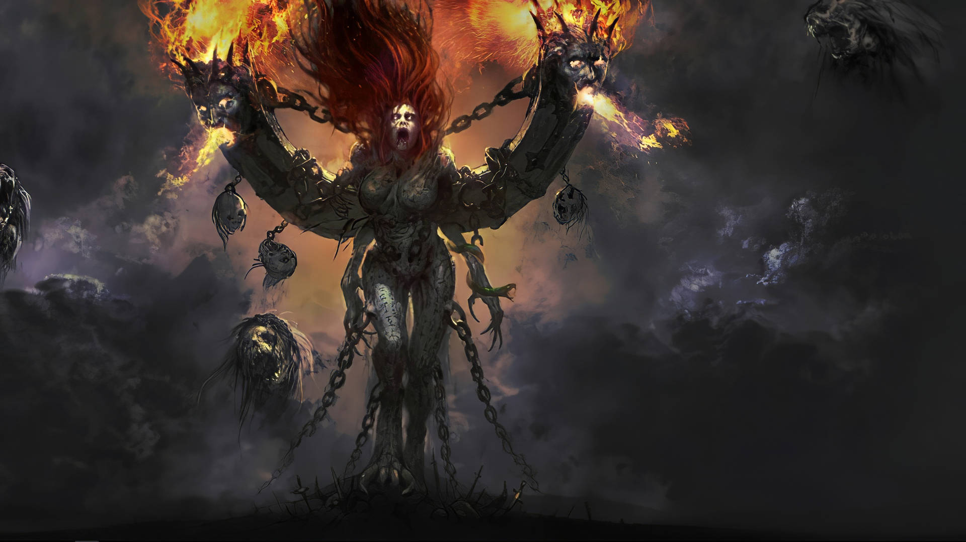 Diablo 4 Monster With Fire Wallpaper