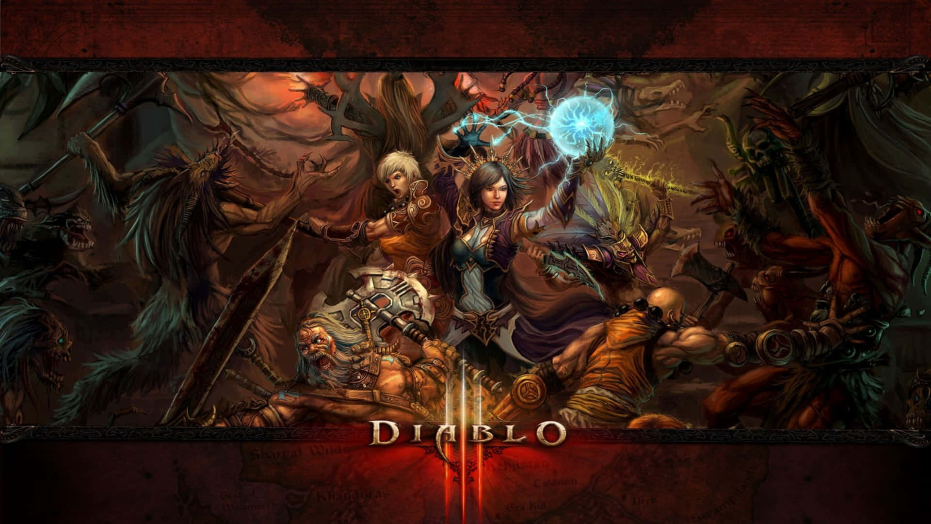 Diablohauptcharaktere Game Poster 4k. Wallpaper