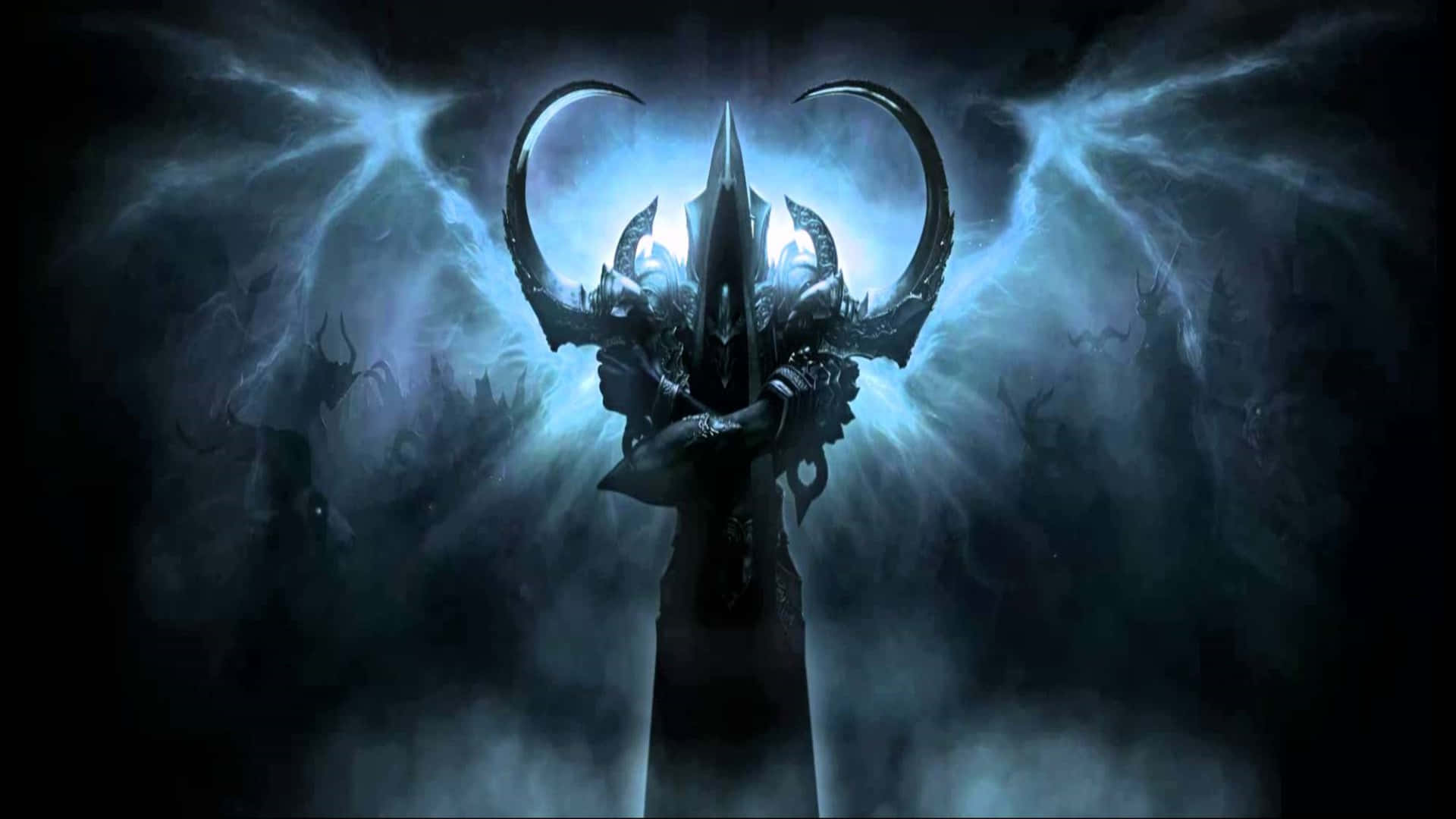 A Dark Image Of A Demon With Horns Wallpaper
