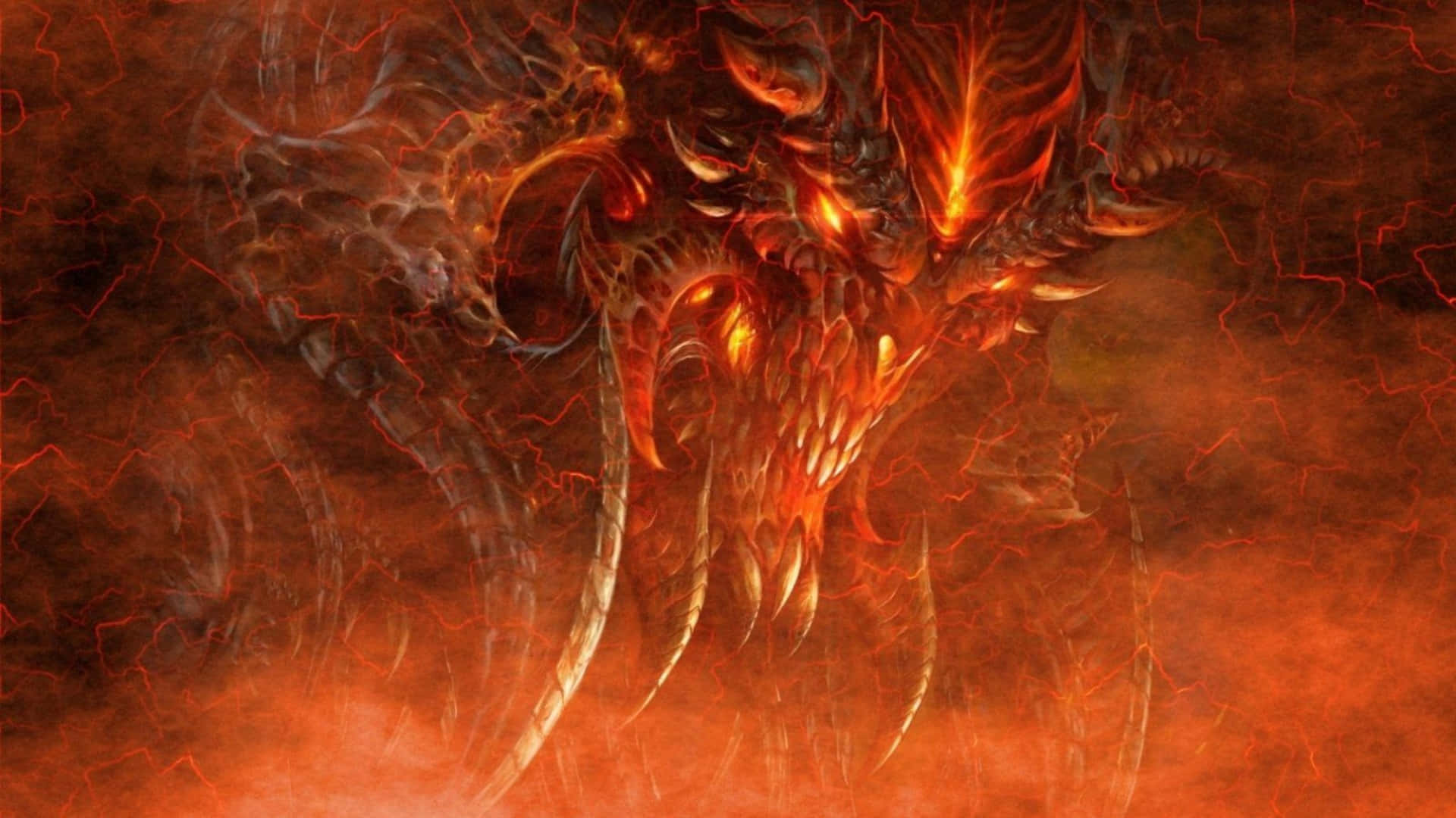 A Demon With A Fiery Head In The Background Wallpaper