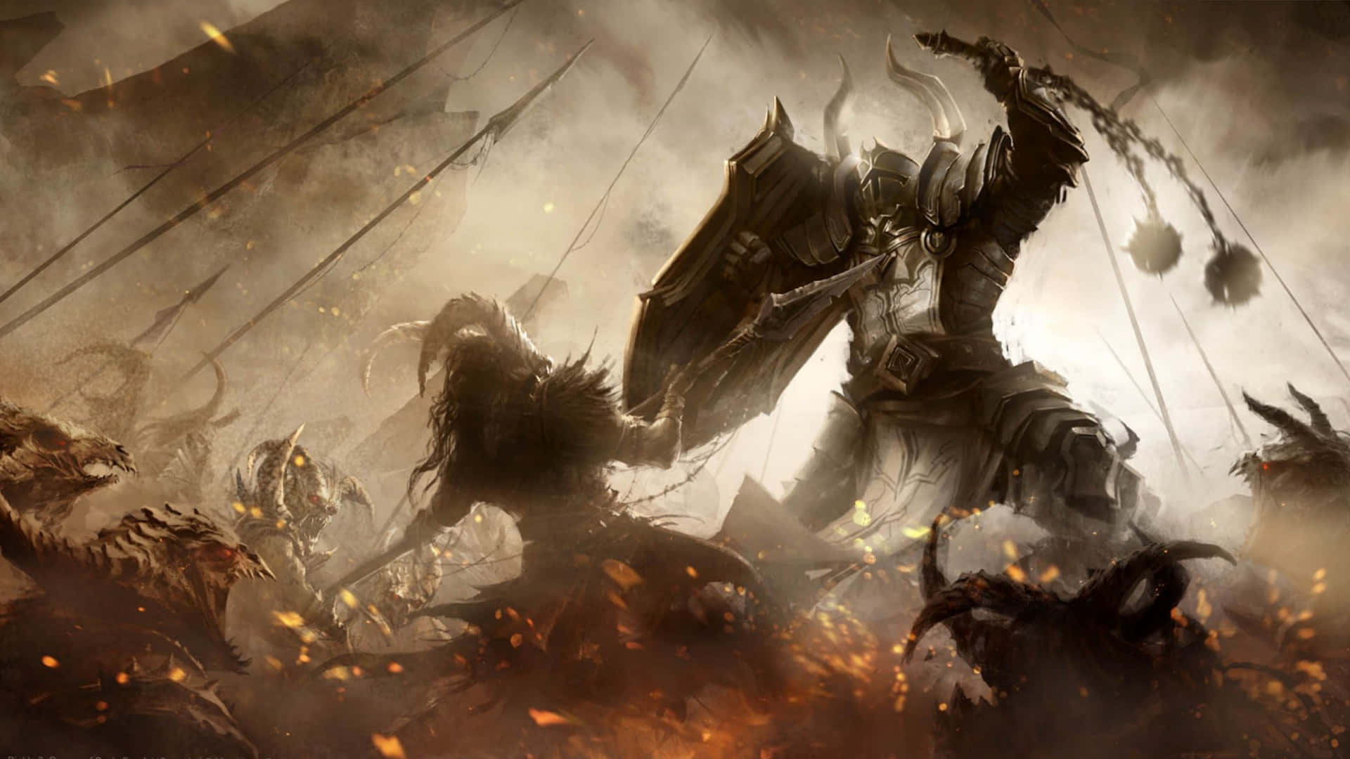 Diablo 4k Fighting In Battlefield Wallpaper