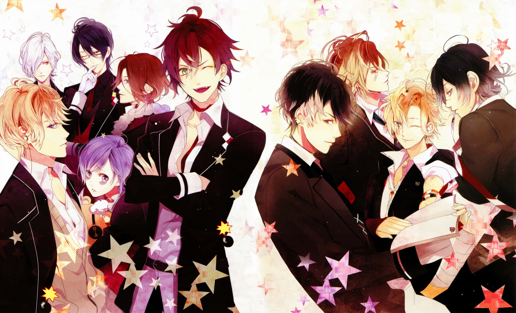 A Group Of Anime Characters In Suits And Ties
