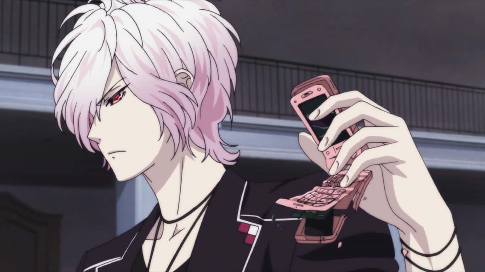 A Character With Pink Hair Holding A Pink Phone