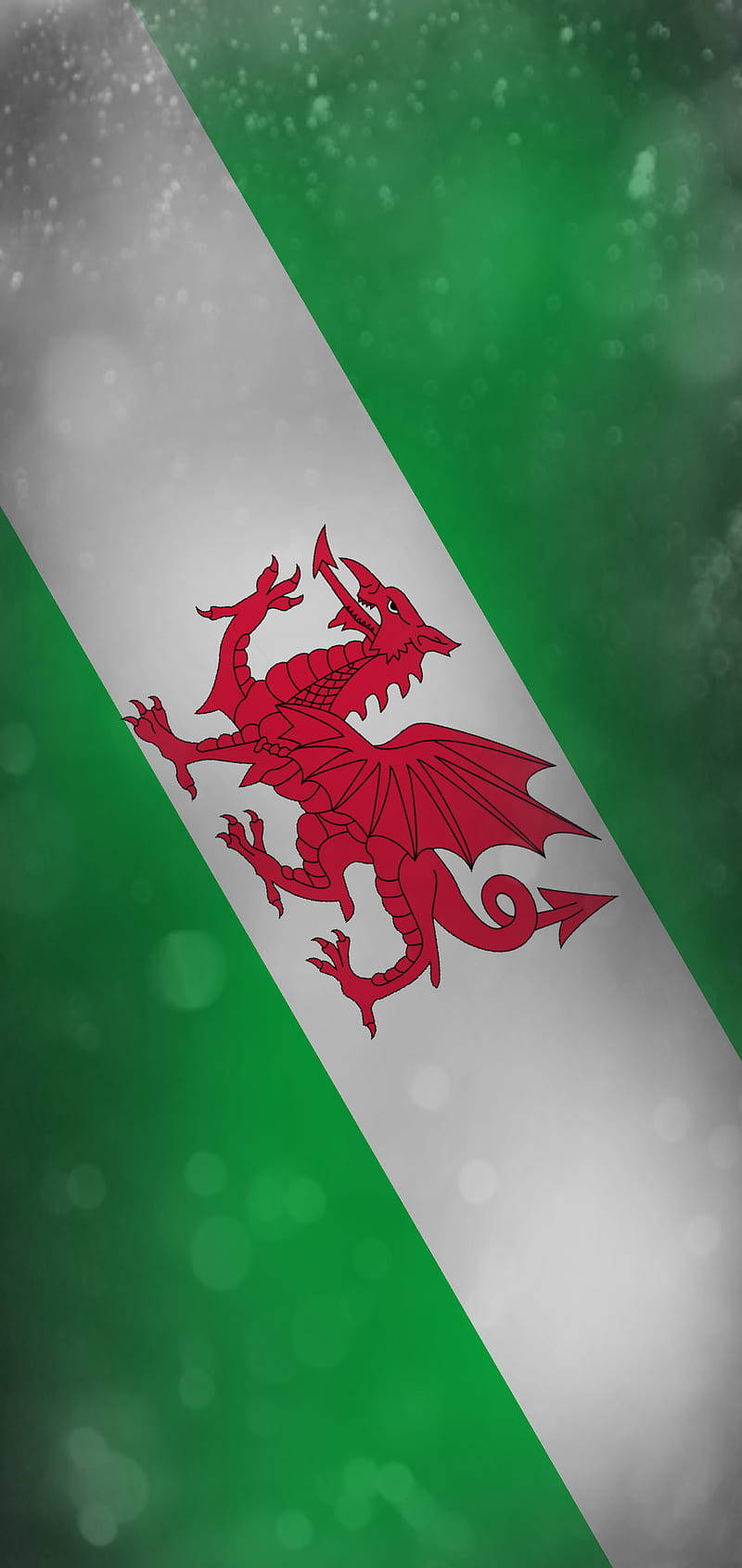 Bandiera Della Squadra Nazionale Di Calcio Del Galles Con Ritratto Diagonale Sfondo