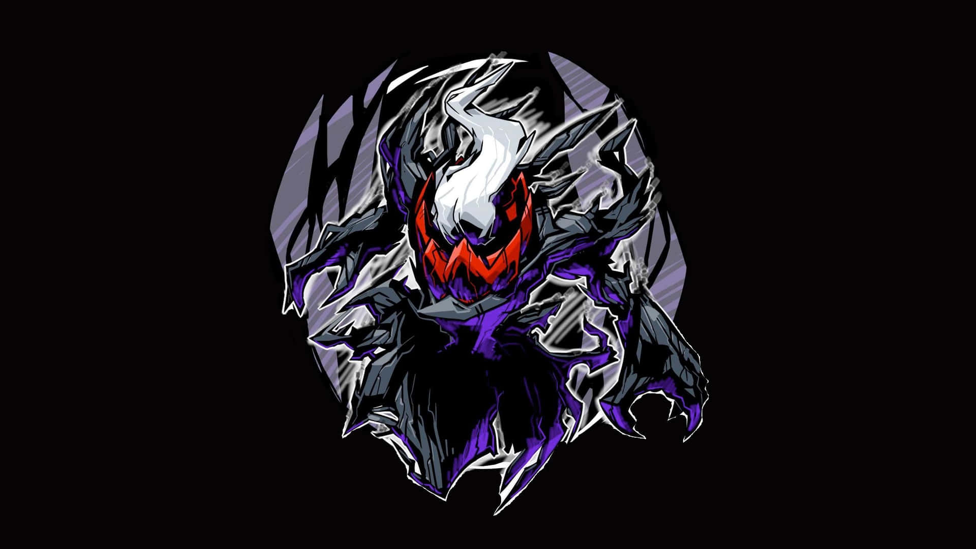 A Black And Purple Demon With A White Head