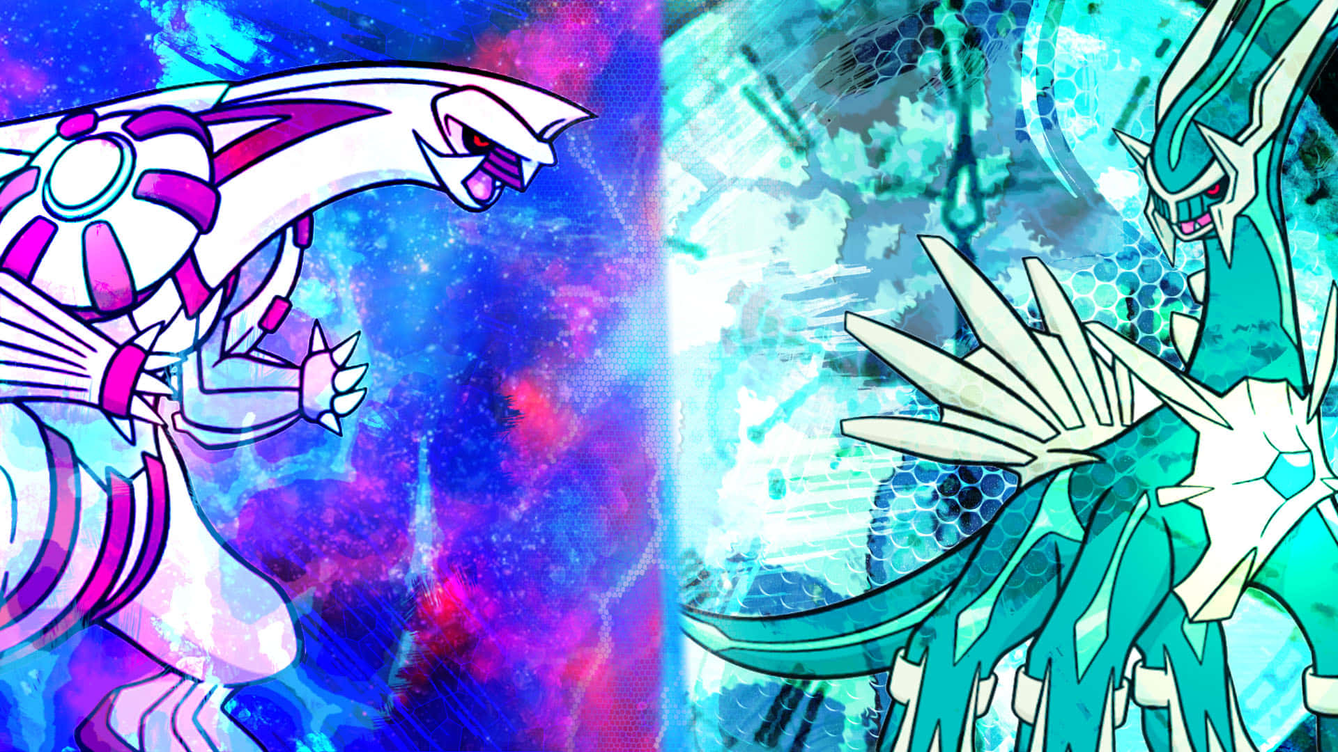 Two Pokemon Characters In A Blue And White Color