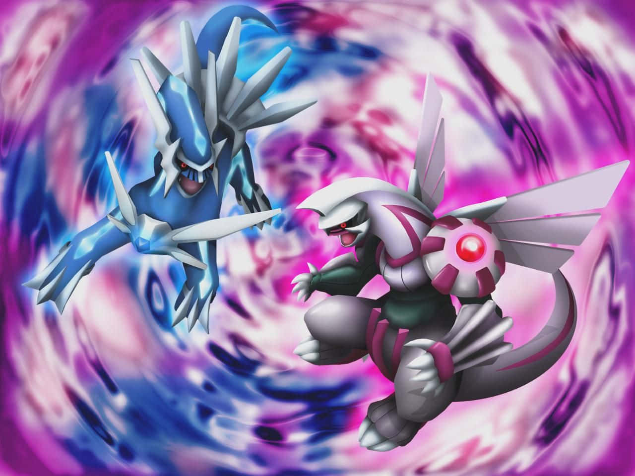 Dialga looming over a valley
